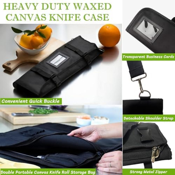 Chef Knife Roll Bag Portable 15 Slot Oxford Knife Case Heavy Duty Knife Roll Bag Set Professional Chef Knife Case For Knives And Kitchen Utensils - Bag Only