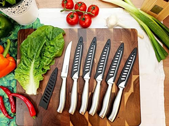 Steak Knife Set Serrated Steak Knives Dinner Knives Knife Set With Covers Stainless Steel Sb-Sk101