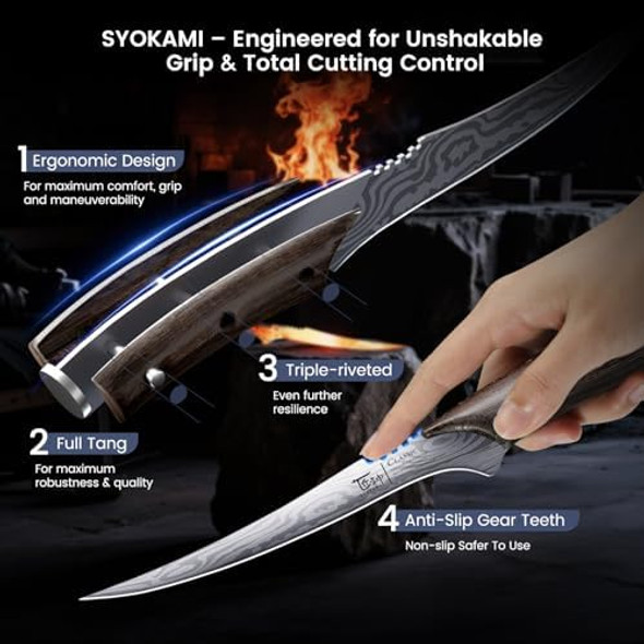 Fillet Knife 7.2 Inch+Meat Cleaver Chef Knife 7.7 Inch