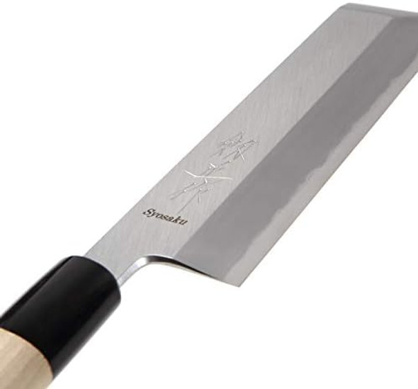 Japanese Sushi Vegetable Chef Knife Shiroko(White Stees) No.2 D-Shape Maglolia Wood Handle Edo Usuba 6.5-Inch (165Mm)