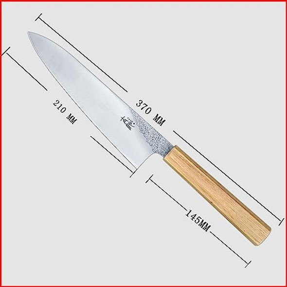 Kitchen Chef Knife 8 Inch Japanese Gyutou Knife High Carbon Powder Forge Stainless Steel 905 Blade With 62 Hrc Natural Ash Wood Handle Light Weight Comfortable Grip 210Mm