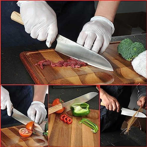 Kitchen Knife 7 Inch Japanese Santoku Knife High Carbon Powder Forge Stainless Steel 905 Blade With 62 Hrc Natural Ash Wood Handle Light Weight Comfortable Grip 180Mm
