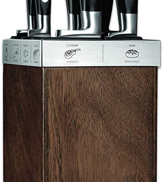 Tarrerias Bonjean Maestro Ideal Stainless Steel Kitchen Knife Block Set With Paring Knife Santoku Knife Steak Knife Chefs Knife Bread Knife And Sharpening Steel Set Of 5 Black