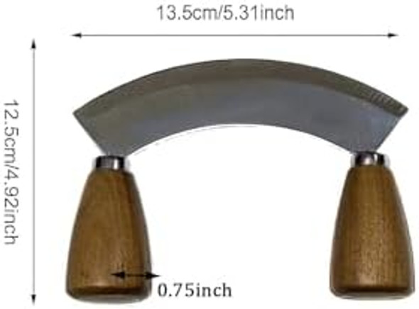 Mezzaluna Chopper Rocking Knife With Sharp Bladesulu Knife As A Veggie Rocker Pizza Cutter Kale Herbs Chopper Cheese Slicer