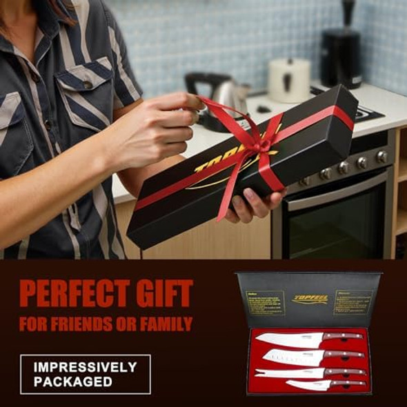 Chef Knife Sets 4 Pcs Ultra Sharp Kitchen Knife Sets High Carbon Stainless Steel Japanese Knife Sets For Cooking With Wood Ergonomic Handle & Box