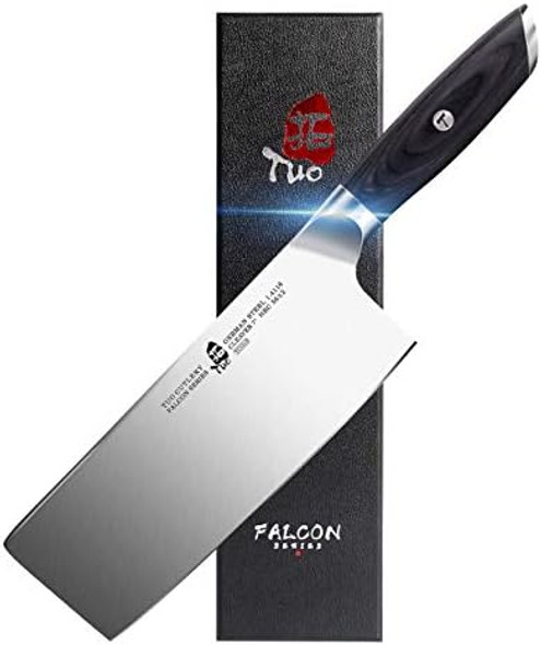Tuo Cleaver Knife 7 Inch Meat Cleaver Chopping Knife High Carbon German Stainless Steel Ergonomic Full Tang Pakkwood Handle With Box - Falcon Series Tuo Cleaver Knife 7 Inch Meat Cleaver Chopping Knife High Carbon German Stainless Steel Ergonomic Full Tang Pakkwood Handle With Box - Falcon Series