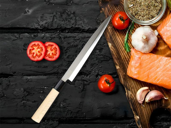 Sashimi Knife - 9"" - High Carbon Japanese Stainless Steel - Hand Forged - Razor Sharp - Ergonomic Handle - Japanese Kitchen Chef Knife For Slicing Fish Vegetables And Sushi