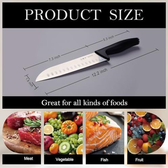 Santoku Knife 7 Inch Ultra Sharp Professinal Chef Knife German High Carbon Stainless Steel Kitchen Knife With Ergonomic Handle Design Kitchen Knives For Chopping Vegetable And Cooking