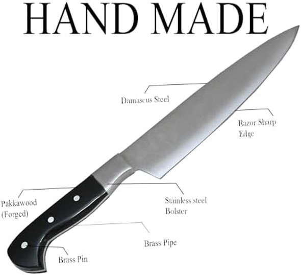 Lawa Japanese Chef Knife 8-Inch Professional Kitchen Knife - High Carbon Stainless Steel With Ergonomic Handle - Ultra Sharp Cooking Knife - Box