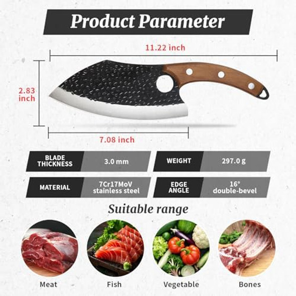 Chef Knifeultra Sharp And Strong Japanese Butcher Knifehand Forged Professional Chefs Knife With Sheathmeat Cutting Kitchen Knife For Kitchen Bbq Camping Outdoor Idea For Men Women
