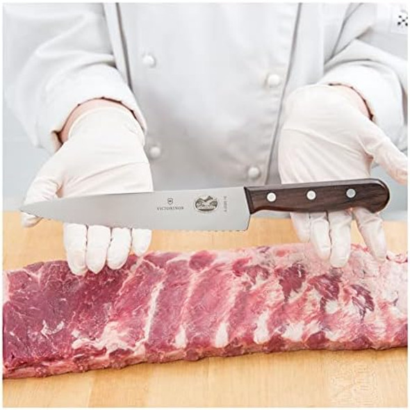 Victorinox 7-1/2-Inch Wavy Edge Chef'S Knife/Carver Rosewood Handle
