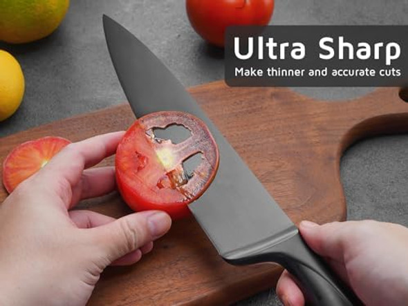 Wellstar Chef Knife With Sheath Sharp Kitchen Knife 8 Inch Black Cooking Knives With German Hc Steel