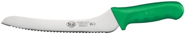 Winco 9" Commercial-Grade Serrated Bread/Pastry Knife With Offset Handle Green