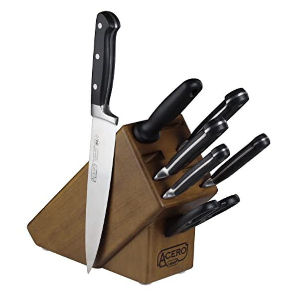 Winco Commercial-Grade 7 Piece Knife Set With Wooden Block