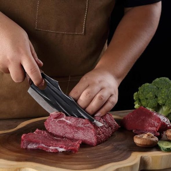Butcher Knife Set With Bag，Serbian Chef Knife Full Tang High Carbon Steel Meat Cleaver For Meat Cutting Processinghand Forged Viking Carving Knife，Outdoor Bbq Camping Knife (3 Kitchen Knife)