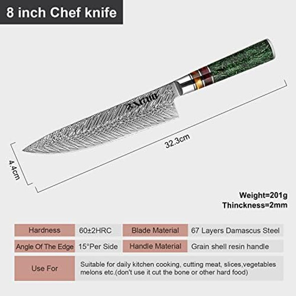 Knife Set Knife Professional Kitchen Japanese Knife Set Steel Chef Knife Abalone Shell Handle Santoku Meat Vegetable Cleaver Cut Cutting Vegetable (8-Inch Chef Knife)