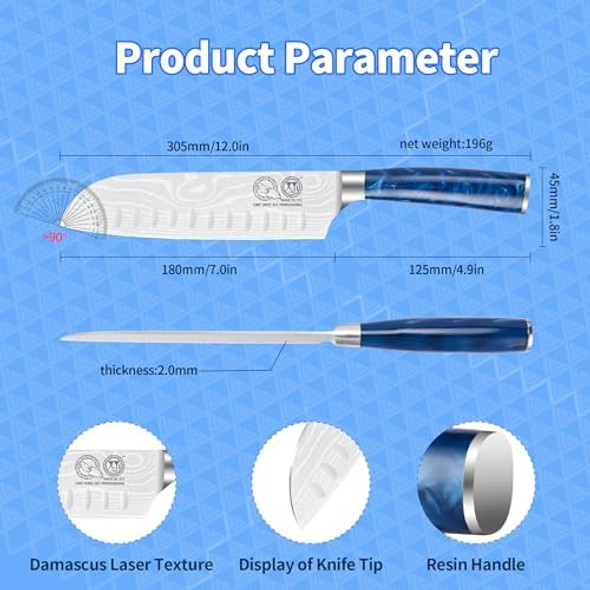 Xyj Japanese Santoku Knife Stainless Steel 7 Inch Ultra Sharp Kitchen Knifevegetable Meat Cleaver Cutting Knife With Sleeveergonomic Handleoutdoor Camping Bbq