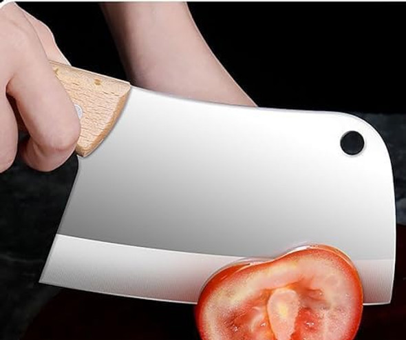 Yikangheng Small Professional Cleaver Chef Knife High Strength Stainless Steel 5.8 Inch Sharp Kitchen Blade With Wooden Handle (Black)