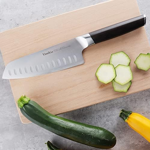 Santoku Knife 7 Inch Utility Knife Kitchen Professional 5 Layer Clad Steel Japanese Chef Knifes Cutting Knives With Box Elegant Ebony Wood Handle