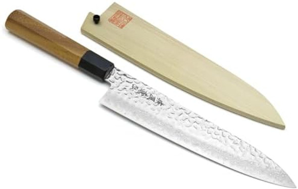 Yoshihiro Vg10 46 Layers Hammered Damascus Gyuto Japanese Chefs Knife (Octagonal Ambrosia Handle) (8.25" (210Mm) Yoshihiro Vg10 46 Layers Hammered Damascus Gyuto Japanese Chefs Knife (Octagonal Ambrosia Handle) (8.25" (210Mm)