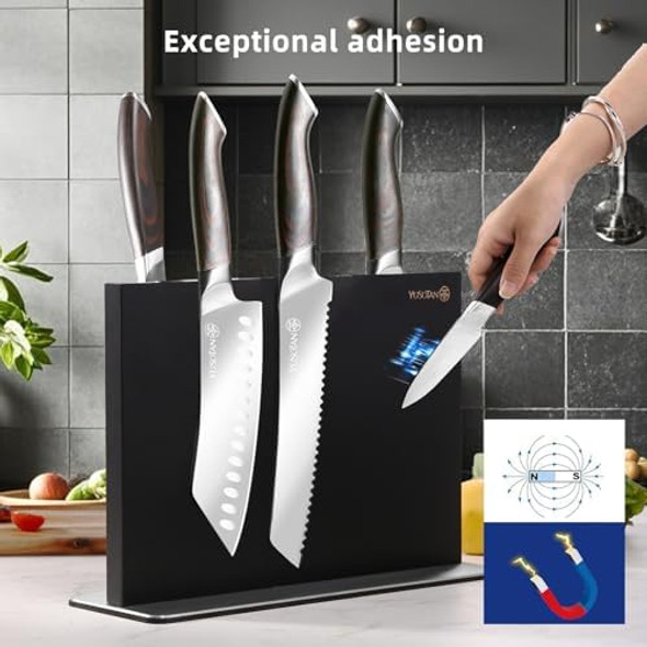 5-Piece Kitchen Knife Set With Wood Magnetic Knife Holder Japanese Knife Set High Carbon Stainless Steel Knife Set Suitable For Thanksgiving Wedding Father'S Day Giving