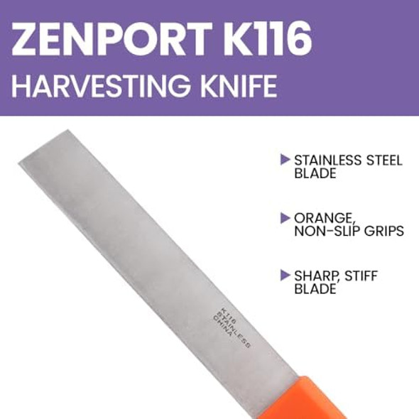Zenport K116 Row Crop Harvest Knife Produce 6-Inch Stainless Steel Bladeorange