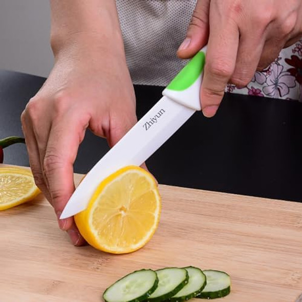 3 Pack Ceramic Knife Set With Sheaths 5-Inch Utility Knife 4-Inch Fruit Knife 3-Inch Peeling Knife Zirconia Blade With Ergonomic Handle.Use For Meat Fruit Vegetable Bread And Butter.