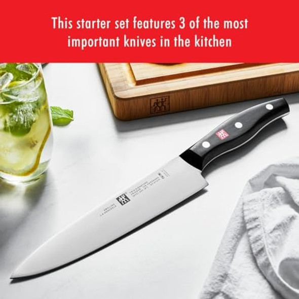 Zwilling Twin Signature 3-Pc German Knife Set Razor-Sharp Made In Company-Owned German Factory With Special Formula Steel Perfected For Almost 300 Years Dishwasher Safe