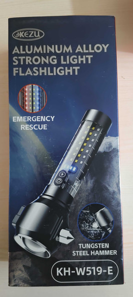 Kezu Aluminum Alloy Strong Light Flashlight , White Laser Wick  , Battery Indicator , Emergency Rescue , Tungsten Steel Hammer ( KH - W519-E ) Kezu Aluminum Alloy Strong Light Flashlight , White Laser Wick  , Battery Indicator , Emergency Rescue , Tungsten Steel Hammer ( KH - W519-E )