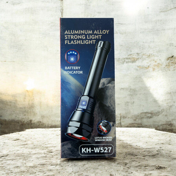 Kezu Aluminum Alloy Strong Light Flashlight , Battery Indicator , Lotus broken Window Head , White Laser Wick , 26135 Batery ( KH - W527 )