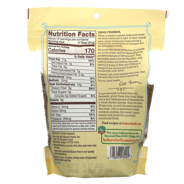 Bob's Red Mill, Premium Whole Flaxseed Bob's Red Mill, Premium Whole Flaxseed