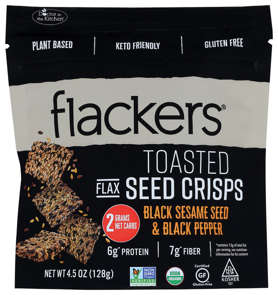Doctor In The Kitchen Flackers Organic Toasted Flax Seed Crisps Black Sesame See & Black Pepper ,(Pack of 6) Doctor In The Kitchen Flackers Organic Toasted Flax Seed Crisps Black Sesame See & Black Pepper ,(Pack of 6)