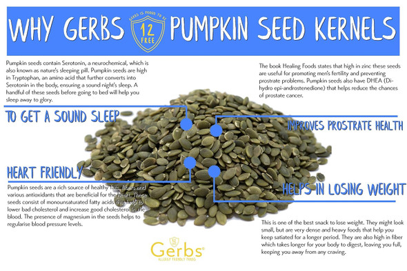 GERBS Raw Pumpkin Seed Kernels 14 oz | Top 14 Allergy Free Food | Protein rich super snack food | Use in salads, yogurt, baking, oatmeal, trail mix | Grown in Canada, packaged in USA | Vegan, Kosher