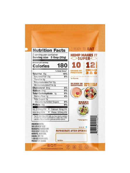 Hemp Seeds, (Pack of 12); 10g Plant Based Protein & 12g Omega 3 & 6 per Serving | For smoothies, yogurt & salad | Non-GMO, Vegan, Keto, Paleo, Gluten Free | Manitoba Harvest
