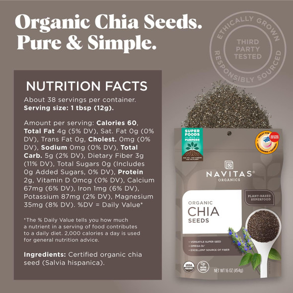 Navitas Organics Chia Seeds, (2-Pack) 76 Servings — Organic, Non-GMO, Gluten-Free… Navitas Organics Chia Seeds, (2-Pack) 76 Servings — Organic, Non-GMO, Gluten-Free…