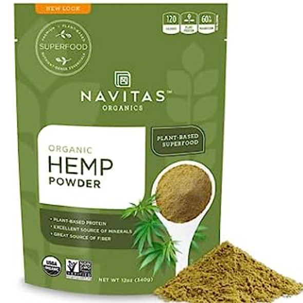 Navitas Organics Hemp Powder Bag, 11 Servings — Organic, Non-GMO, Cold-Pressed, Gluten-Free