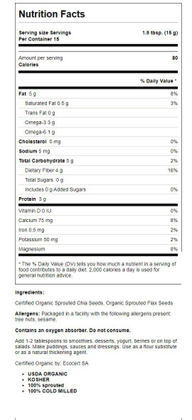 Organic Traditions - Sprouted Chia and Flax Seed Powder Organic Traditions - Sprouted Chia and Flax Seed Powder