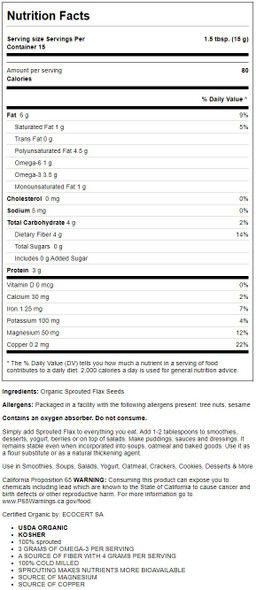 Organic Traditions - Sprouted Flax Seed Powder Organic Traditions - Sprouted Flax Seed Powder