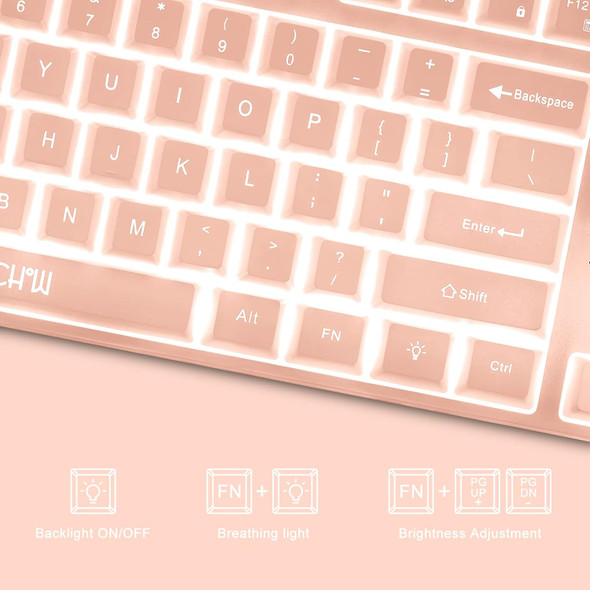 Gaming Keyboard and Mouse Pink Keyboard with White LED Backlit,CHONCNHOW 87keys Creamy PBT Key Cute Small Gaming Keyboard Mic 4D 3600DPI for PC Laptop Xbox Ps4/Mac OS/Gamer(Wired)