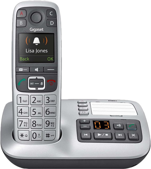 Gigaset E560A – Cordless Phone for Seniors with Answering Machine and SOS Key, Brilliant Sound Quality and Volume Amplification - Made in Germany (Platinum, Pack of 1) Gigaset E560A – Cordless Phone for Seniors with Answering Machine and SOS Key, Brilliant Sound Quality and Volume Amplification - Made in Germany (Platinum, Pack of 1)