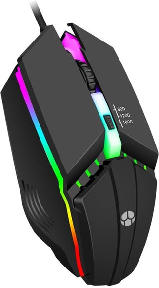 Wired Gaming Mouse , Optical USB Mice for Laptop/Desktop, 800 to 1600 3 Adjustable DPI and RGB Light, Ergonomic with 4 Programmable Buttons for Computer Windows 7/8/10/XP Vista Linux Chromebook PC