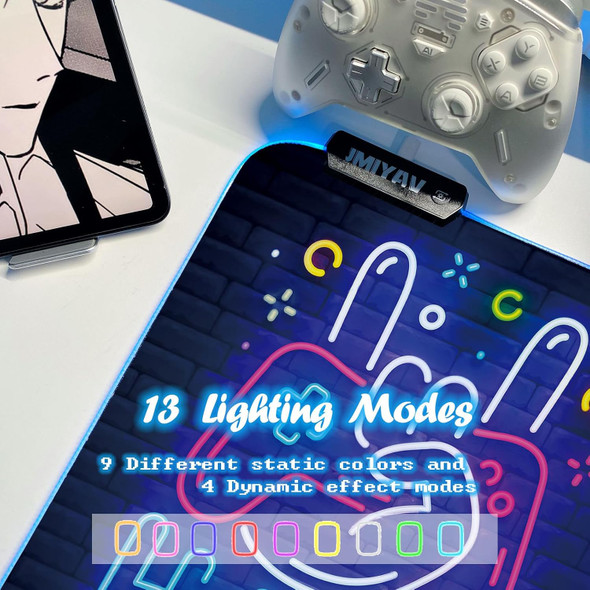 JMIYAV Black Gaming Mouse Pad RGB Mousepad Non-Slip Rubber Base Extra Large Cool XL XXL Computer Desk Pad Gaming Accessories LED Light Up Extended Big Mouse Pad for Gamer (31.5x12In)