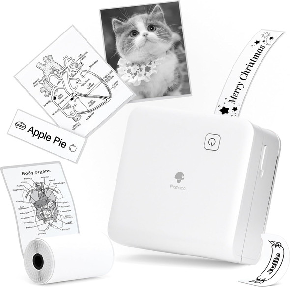 Phomemo 300dpi Pocket Mobile Pocket Printer- M02 Pro Thermal Bluetooth Portabel Mini Photo Printer Compatible with iOS and Android, for Photo Printing, Graffiti,Learning,Work, White Phomemo 300dpi Pocket Mobile Pocket Printer- M02 Pro Thermal Bluetooth Portabel Mini Photo Printer Compatible with iOS and Android, for Photo Printing, Graffiti,Learning,Work, White