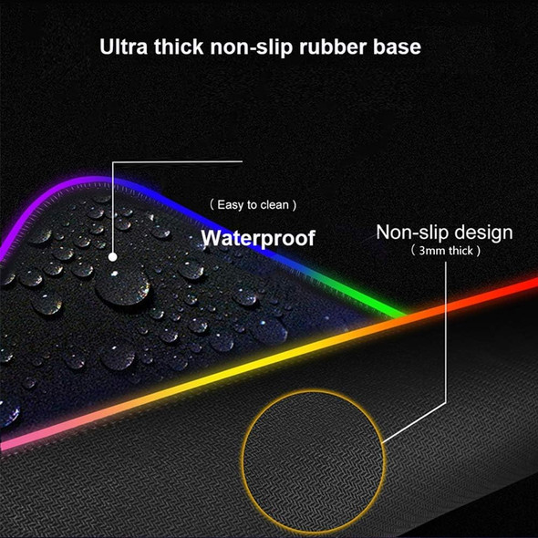 Gaming Mouse Pad RGB, 31.5x11.8in/80x30cm Large Extended Soft LED Mouse Pad with 14 Lighting Modes,Water Resist Keyboard Pad for Gamer