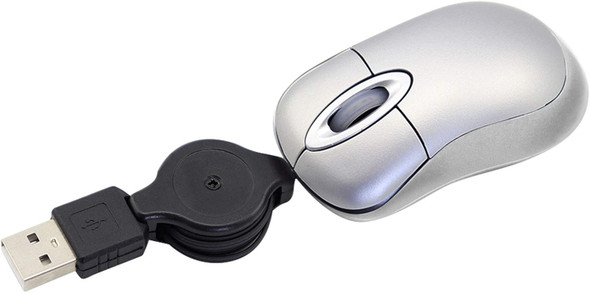 Mini USB Wired Mouse,Retractable Cable Tiny Small Mini Pocket Mouse for Children,1600 DPI Optical Compact Travel Mice with 2.3-Foot USB Cord for Laptop Computer (Sliver)