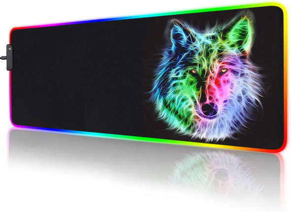 RGB Mouse Pad,Gaming Mouse Pad RGB,Cool Animal LED Mousepad-14 Light Modes Soft Non-Slip Base Large LED Mouse Mat for Laptop Computer PC Games 31.5 X 12 inches (RGB Wolf Mouse Pad) RGB Mouse Pad,Gaming Mouse Pad RGB,Cool Animal LED Mousepad-14 Light Modes Soft Non-Slip Base Large LED Mouse Mat for Laptop Computer PC Games 31.5 X 12 inches (RGB Wolf Mouse Pad)