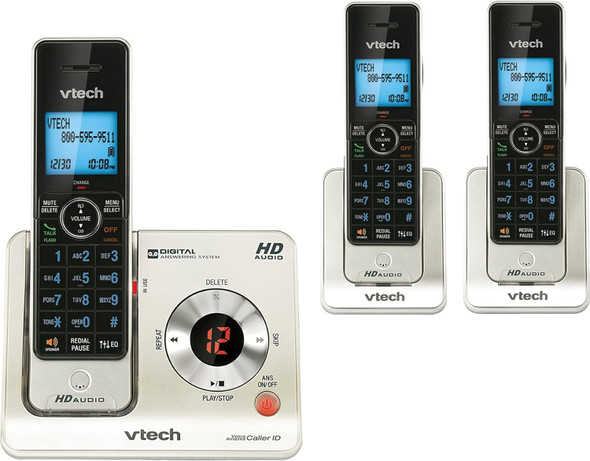VTech LS6425-3 DECT 6.0 Expandable Cordless Phone with Answering System and Caller ID/Call Waiting, Silver with 3 Handsets VTech LS6425-3 DECT 6.0 Expandable Cordless Phone with Answering System and Caller ID/Call Waiting, Silver with 3 Handsets