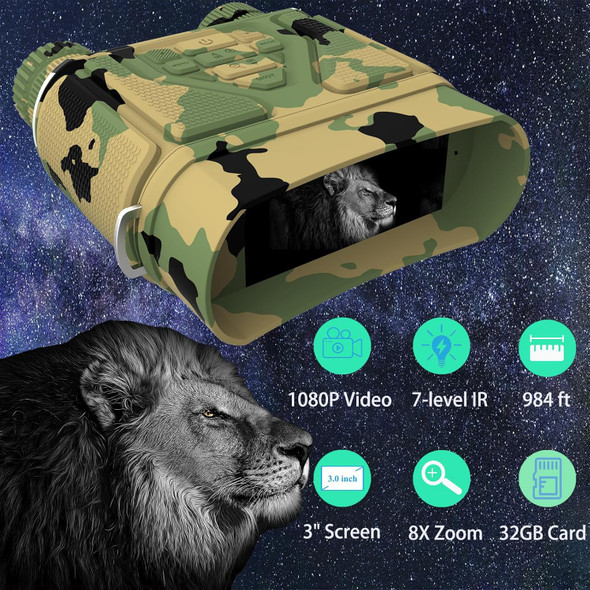 Night Vision Goggles - Night Vision Binoculars for Adults Gifts for Men Him Husband Dad with 8X Zoom 4000mAh Rechargeable Gear for Hunting and Camping