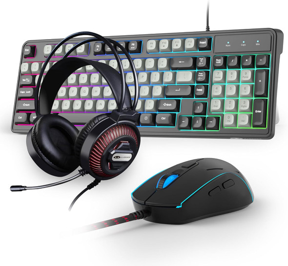Camiysn Gaming Keyboard and Mouse Combo, 98-Key Layout Rainbow LED Backlit Keyboard and Mouse Gaming Headset Bundle, 3-in-1 Gamer for PC Laptop, Black & Grey Camiysn Gaming Keyboard and Mouse Combo, 98-Key Layout Rainbow LED Backlit Keyboard and Mouse Gaming Headset Bundle, 3-in-1 Gamer for PC Laptop, Black & Grey