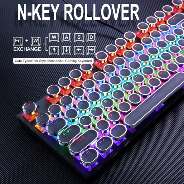 Retro Typewriter Keyboard and Mouse Combo, Cute Black Keyboard with Linear Red Switches, Full Size Wired Mechanical Gaming Keyboard, Cool Light Up Keyboard and Mouse for Gaming,Work,Mac,PC,Windows